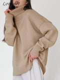 Autumn Winter Women Turtleneck Sweater Thick Warm Solid Pullover Top Oversized Base Chic Casual Loose Female Knit
