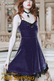 Black Chic Bow Decoration Women Spaghetti Belt Dress 2023 Summer Elegant Off Shoulder lolita Dress E-girl Gothic eam