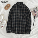 Women Shirts Baggy Plaid Long Sleeve Chic Fashion Simple Casual New Females Spring Tops All-match Streetwear Retro