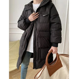 Blue Big Size Long Warm Hooded Cotton-padded Coat Long Sleeve Women Parkas Fashion Tide New Autumn Winter 2023