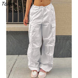 Clothing Oversized Drawstring Low Waist Parachute Loose Fit Sweatpants Trousers Women Jogger Cargo Pants Streetwear