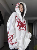 Embroidery Punk Spider Zip Up Hoodie-Outfit