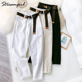 Jeans Woman High Waist 2022 Spring Women's Clothing Casual Loose Denim Capris Pants Female White Jeans For Women