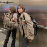Women Jackets Streetwear Fashion Plaid Oversized Outwear Y2k Tops 2023 Ropa Mujer Korean Streetwear Casual