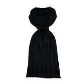 Summer French Retro Temperament Polo Collar Loose Belt A-Word Knitted Dress Casual