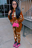 Print Hooded Sweatsuit with