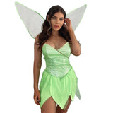 Women's Forest Fairy Costume Pretty Pixie Princess Dress Fancy Fairies Tinker Bell Deluxe Costume with Butterfly