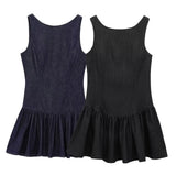 Women's New 2025 Folding Decorative Denim Effect Short Dress Women