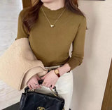 2022 Pullover Elegant Knitted Sweater Women Fashion New Jumper Bottoming Long Sleeve Knit Top Ruched Sweater Mujer