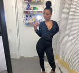 Yiallen Autumn Two Piece Set Women Long Sleeve Hooded Zipper Pocket Sporty Jackets+Leggings Matching Sets Workout Stretchy