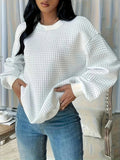 Wish Autumn And Winter Burst Round Neck Solid Color Fashion Long-Sleeved Lady's