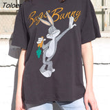 Girls Bunny Rabbit Cartoon Vintage T Shirts High Quality Streetwear Oversized Tshirts 2021 New Summer Tees Harajuku