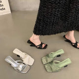 Women 2025 New Wearing Fashion High-End Silver Heels High Heels Summer With Skirt Cool Drag