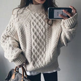 Sweater Women Vintage Knit Sweater Warm Thicken Autumn Winter Twist Female Pullover Jumpers Casual Fashion Korean Japanese