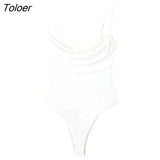 Women Sexy V Neck Pleats Design Black White Color Spaghetti Strap Bodysuits Ladies Zipper Playsuits Mujer Rompers