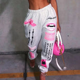 Letter Print High street Sweatpants Women Fashion High Waist Trouser Joggers Pants Drawstring Trousers Harem Pants