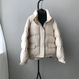 winter ladies fashion oversize stand collar jacket 2021 new style women zipper thicken warm bread down parka chic coat