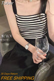 New Outlet Cute Y2K Women's Tops Women's Striped Crop Tops Built-in Bra Spaghetti Straps Y2K Old Women's
