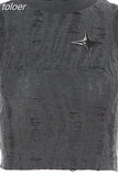 Distressed Tank Top Womans Y2k Streetwear Sleeveless T Shirts 2023 Summer Fashion Cropped Tees