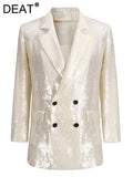 Fashion Women's New Double Breasted Sequins Loose Blazer Split High Waist Straight Skirts Female Tide Summer 2023
