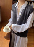 Knitted Sweater Vest Women Stretchy Simple Basic Daily V-neck Solid Open-stitch Female Korean