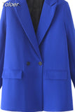 2023 Women Double Breasted Loose Blazer Office Lady Loose Classic Coat Basic Suit Jacket Female Chic Outwear
