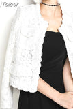 Toloer Elegant Women Blazer Long Sleeve Hollow Out Female Jacket Lace Patchwork Office Ladies Outwear Black White 102-1-Outfit