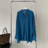 Women Apricot Cross Bandage Blouse New Stand Collar Long Sleeve Loose Fit Shirt Fashion Tide Spring Autumn 2023