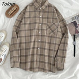 Loose Plaid Shirts Women 2023 Autumn Single Breasted Long Sleeve Shirt Woman Turn Down Collar Outwear Femme