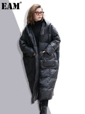 2022 New Winter Hooded Long Sleeve Solid Color Black Cotton-padded Warm Loose Big Size Jacket Women parkas Fashion