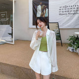 Shirt Women Chic Vintage Sunproof Back Button Korean Fashion Blouse Chiffon Elegant Lady Women's Spring Blouses New