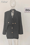 Irregular Design Women's Blazer Notched Loose Double Breasted Long Sleeve Casual Korean Suit Jackets Summer 2023