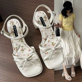 Water Drill Thick Heel Sandals Women 2025 Summer New Heel With Skirts Plus-Size High-Heeled Fashion