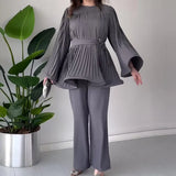 2025 New Round-Neck Bat Sleeve Folding Top-Up Temperament Elegant