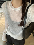 Solid Color Thin Long Sleeve Knit-Outfit