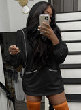 Puff Sleeves Zipper Blank Hooded