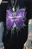 t-shirt goth Top Harajuku tops Butterfly lightning print Loose Short Sleeve kawaii anime t shirt plus size