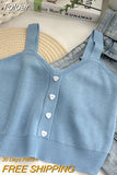 Women Plain Button Up Camis Y2K Crop Tops Knitted Tank Tops Strappy Cute Tops For Women Casual Camisole