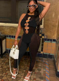 Party Sexy Hollow Out Sleeveless Mesh Bodycon
