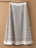 Skirts for Women Irregular Striped Temperament Jupe High Waist Slim A-line Summer Skirt 2023 Faldas De