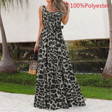Print Bohemian Long Dress Celmia Women 2022 Summer Elegant Sleeveless Beach Maxi Sundress Casual Belted Party