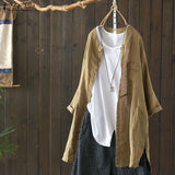 Womens Shirts 2022 ZANZEA Vintage Cotton Tunic Casual Long Sleeve Shirt Button Cardigans Female Soid Patchwork Tops Plus