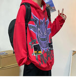 Devil Print Winter Hoodie Women Pullovers Casual Harajuku Hip-Hop Sweatshirt Warmth Oversized Hoodie Men'S Anime