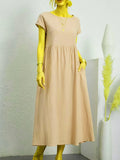 Solid Color Sleeveless Loose Cotton Into Pocket