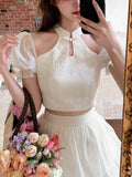 2 Piece Dress Set Women Casual Korean Clothing Fashion Suits Y2k Crop Tops + Short Skirts Elegant Beach Dress 2022
