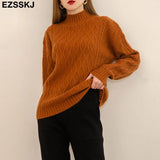 Autumn Winter basic oversize thick Sweater pullovers Women 2021 LOOSE needle twist sweater pullovers female Long