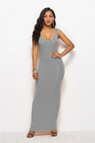 Elegant Women Sexy Dress O-Neck Sleeveless Slim Maxi Dress High Stretch Tank Robe Spring Summer Thin Long Dress