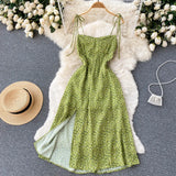 French Style Beach Dress Summer Women 2022 Split Backless A Line Vacation Zipper Ladies Slim Chiffon Mini