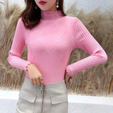 Fashion Knitted Pullover Sweater 2022 Women Autumn Winter Half Turtleneck Long Sleeve Knit Tops Elegant Soft Jumper