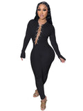 Winter Sexy Chain Lace-up Long Sleeve Tight